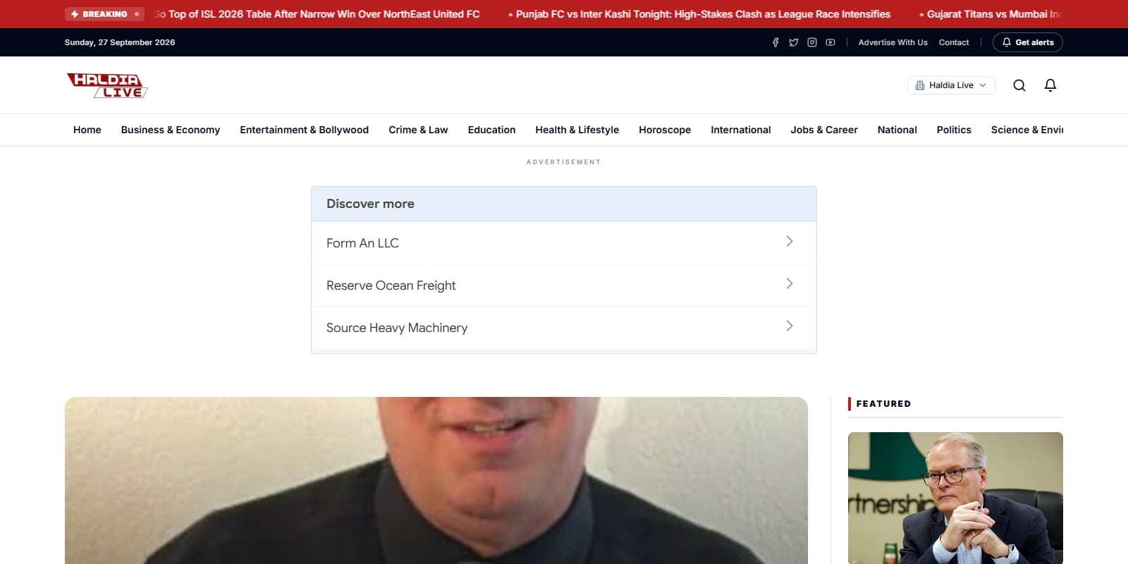 Haldia Live website screenshot