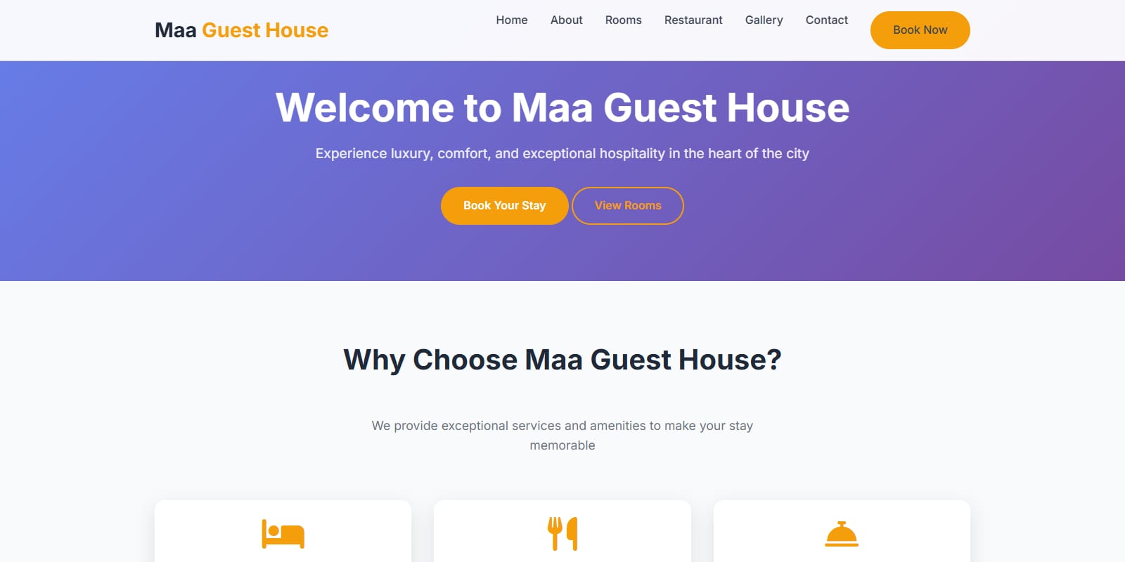Maa Guest House website screenshot